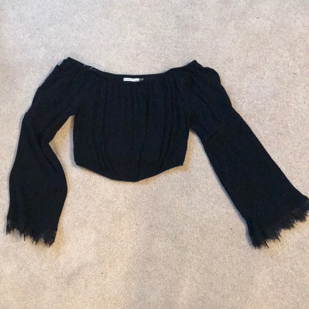Black off the shoulder crop top